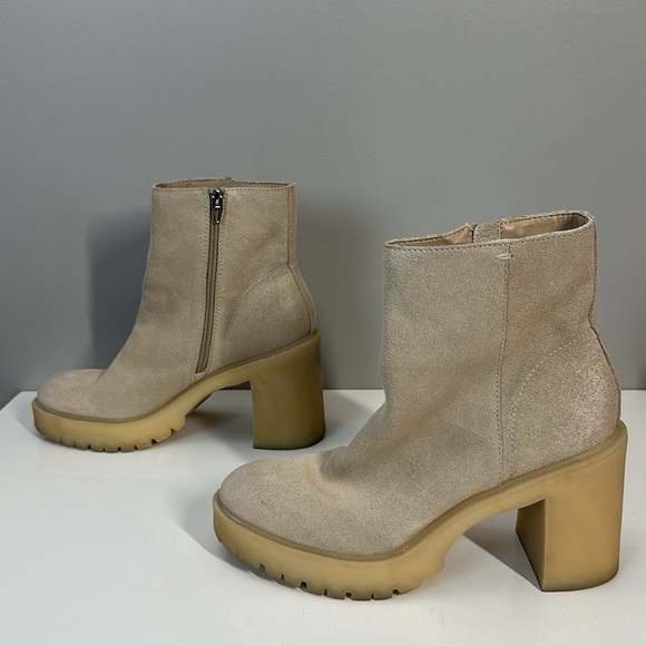 Dolce Vita Gum Sole Tan Platform Moto Side Zip Suede Ankle Boots Size 9.5 - Picture 3 of 16